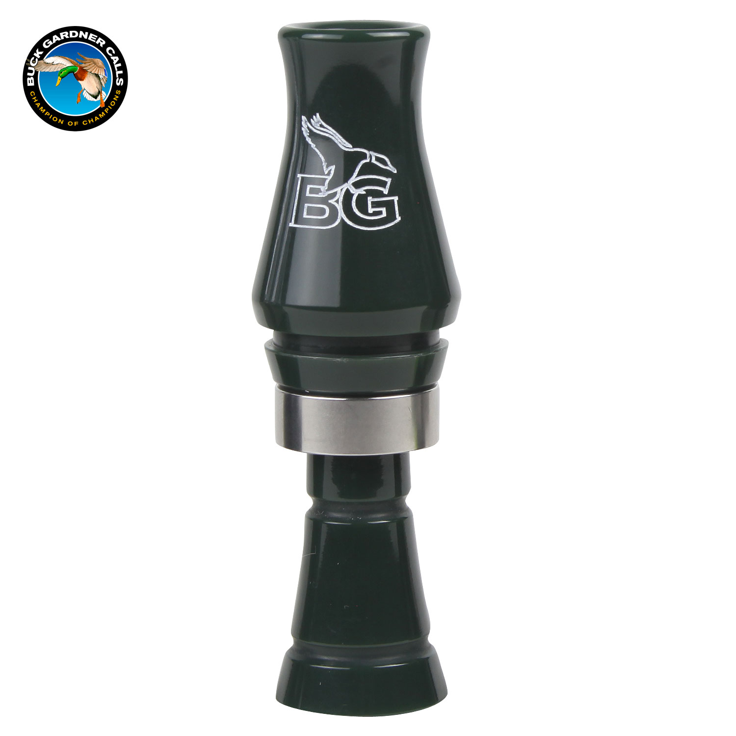 Image of Buck Gardner Buck Brush Short Barrel Acrylic Duck Call- Mallard Green