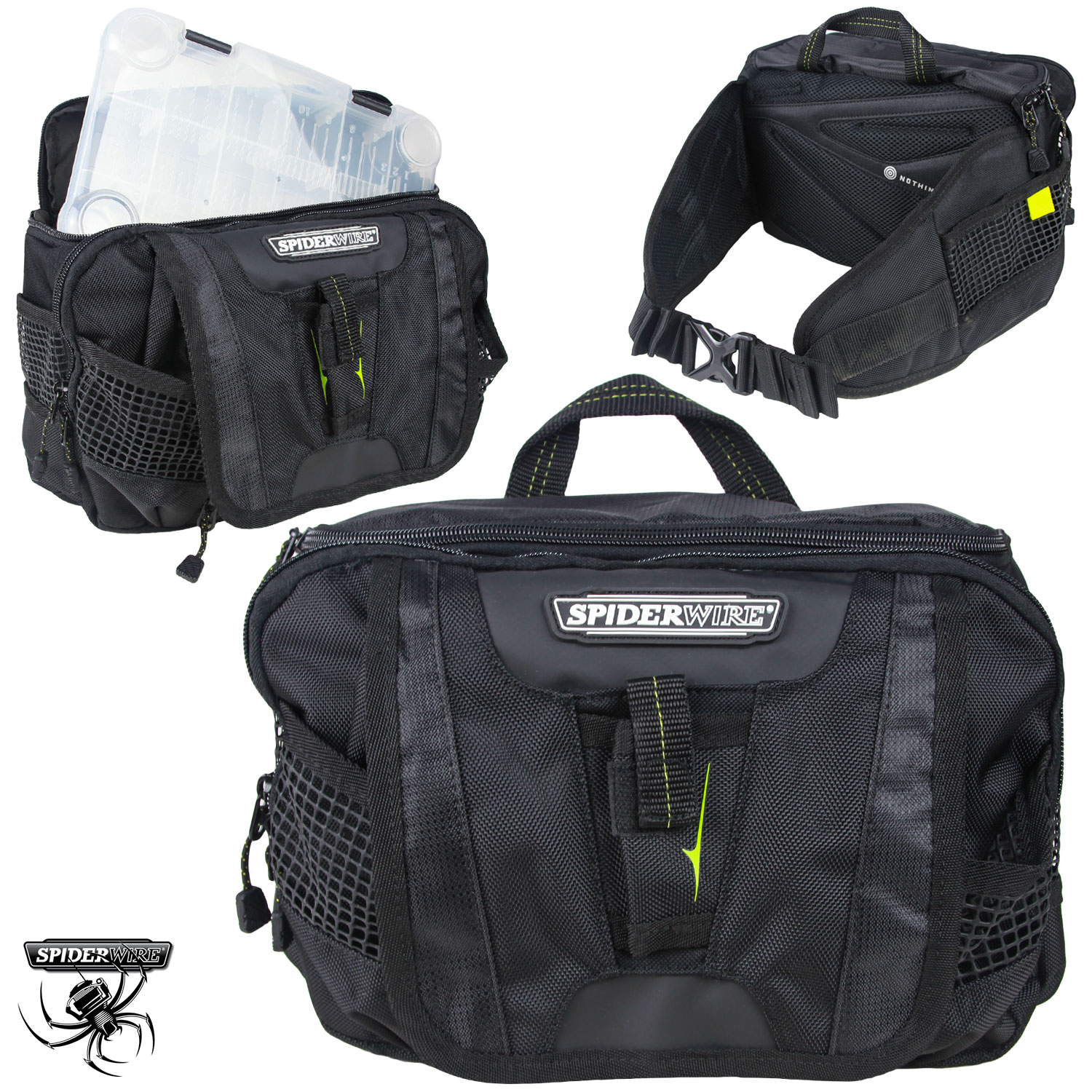 SpiderWire Tackle Bag Waistpack w/ Medium Utility Tackle Box