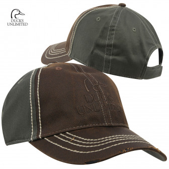 Ducks Unlimited Distressed Adjustable Cap- Olive/Brown