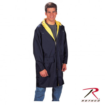 Rothco PVC Hooded Raincoat w/Under Arm Vents (S)- Blue/Ylw