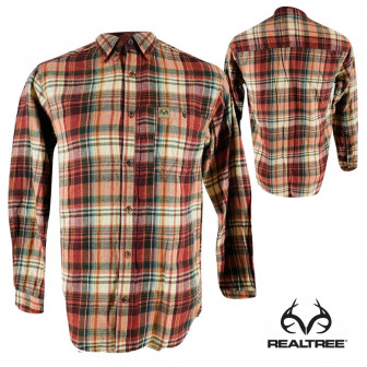 Realtree Flannel Plaid Button-Down Shirt (S)- Paradise Red