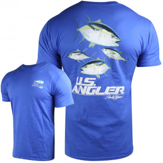 US Angler 4 Fish Lt Blue Logo T-Shirt (L)- Royal Blue