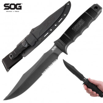 SOG SEAL Team Elite Fixed Blade w/Kydex Sheath- Black TiNi