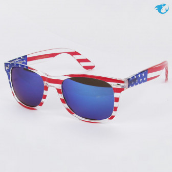 Shark Eyes Stars & Stripes American Flag Sunglasses- Blue Mirror