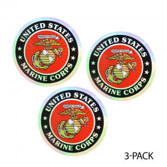 United States Marine Corps 3" Silver Foil Decal (3-PACK)