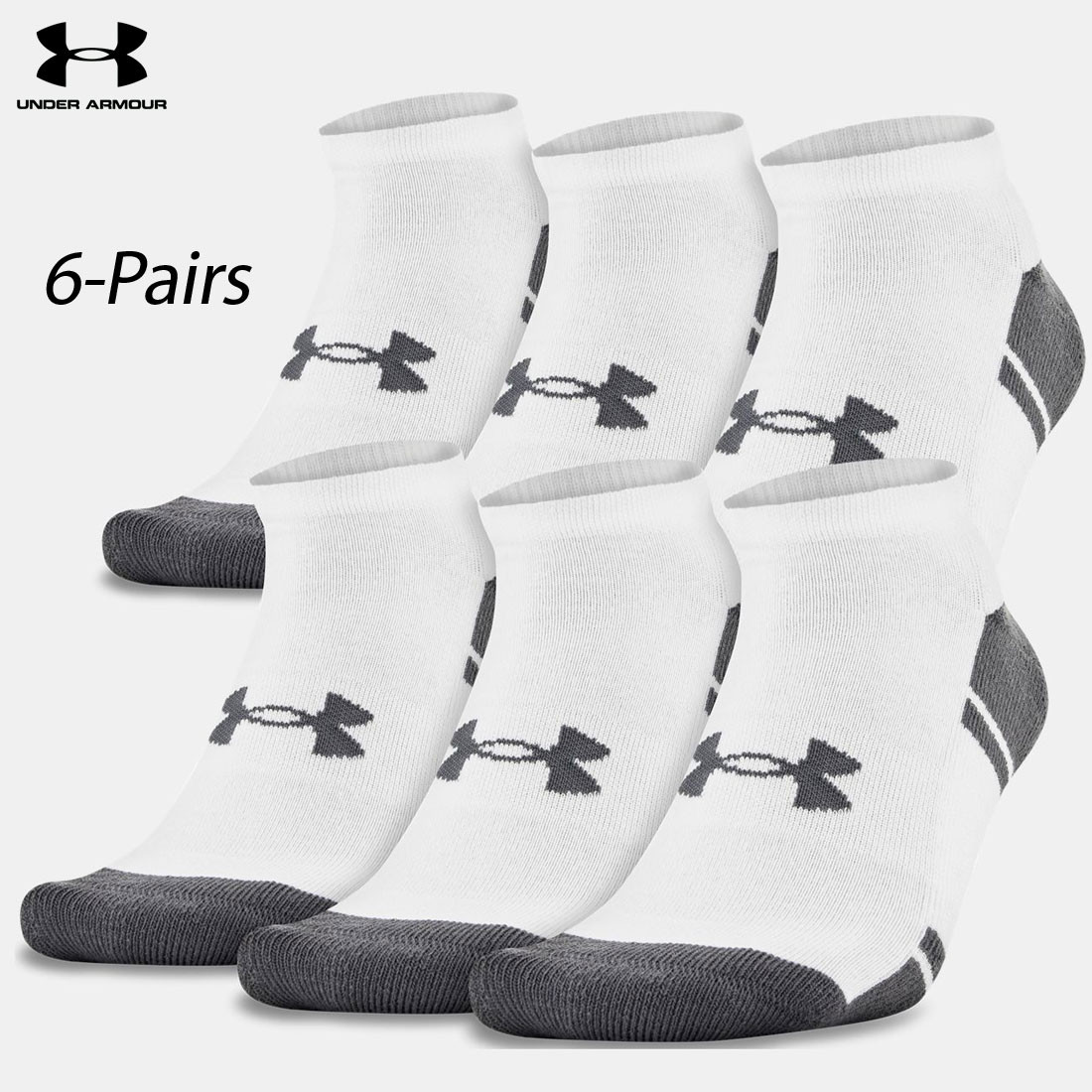 6 Pairs Under Armour Resistor 3.0 No Show Socks (L) | Field Supply