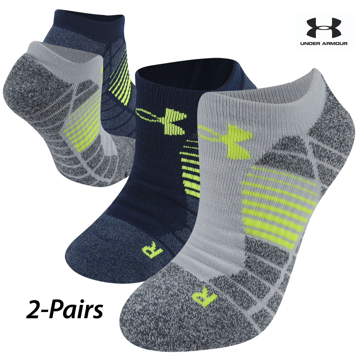 2 Pairs Under Armour Golf Elevated Performance No Show Socks (L