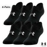UA Socks: 6-PAIR Essential Ultra Low Tab (L)- BLACK
