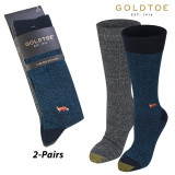 Gold Toe Fox & Herringbone Ribbed Crew Socks (L) 2-PAIR