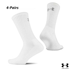 UA Socks: 4-PAIR All Season Gear Crew IRREG (M)- WHT