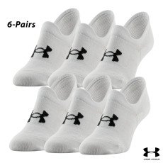 UA Socks: 6-PAIR Essential Ultra Low Tab (L)- WHITE