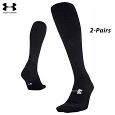 UA Socks: 2-PAIR Tactical Heatgear OTC (L)- Black/White
