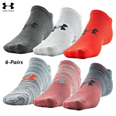 UA Socks: 6-PAIR Essential Lite No Show (L)- Red2/Asst