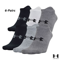 UA Socks: 6-PAIR Essential Lite No Show (L)- Pitch Grey/Asst (CA-UAU6875Z6-960-6)