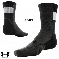 UA Socks: 2-PAIR Armour Dry Run Crew (L)- Black (CA-UAU7595U1-001-2)