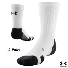 UA Socks: 2-PAIR Team Crew (L)- White