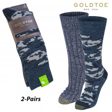 Gold Toe Recycled Camo Crew Socks (L)- Blue Camo/Deep Ocean 2-PAIR